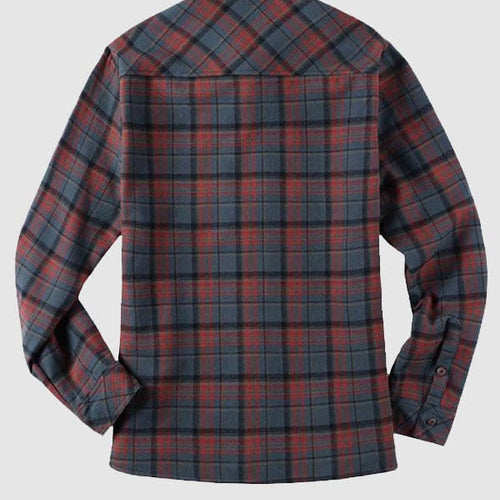 Men's Vintage Plaid Button Fleece-lined Warm Shirt Jacket