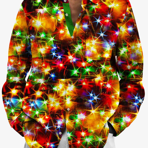 Alohadaddy Christmas Gold Neon Men's Long Sleeve Shirts