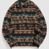 Men's Retro Ethnic Aztec Polar Fleece Stand Collar Sweatshirt Jacket