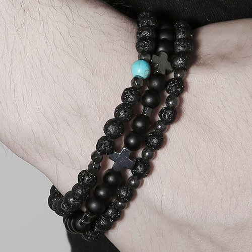 Cross black gallstone bracelets 3Pcs/set