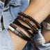 Vintage multi-layered wooden bead braided bracelet 4Pcs /set