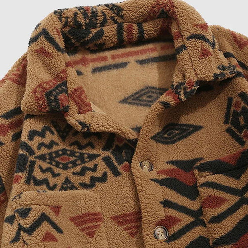 Men's Retro Ethnic Style Alpine Fleece Lapel Jacket