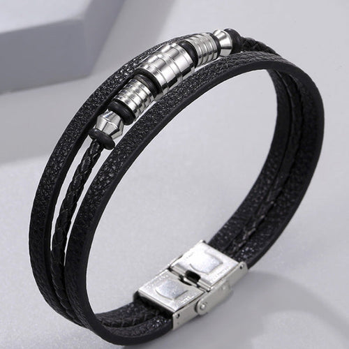 Men's Braided detail layered bracelet