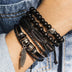 Men's Vintage Leaf Leather Braided Bracelet