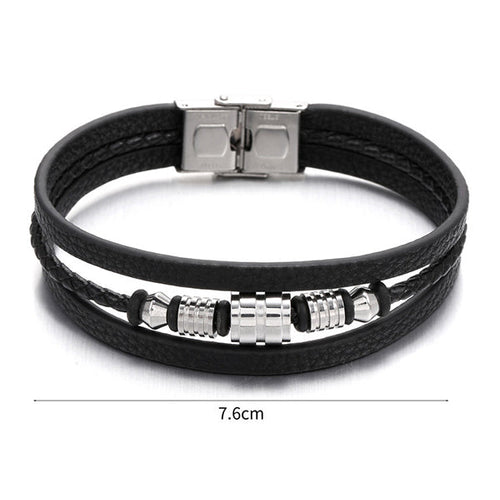 Men's Braided detail layered bracelet