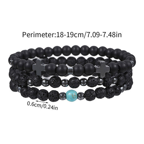 Cross black gallstone bracelets 3Pcs/set