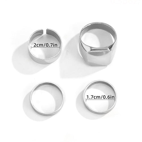 Simple and versatile fashion ring 4Pcs/set