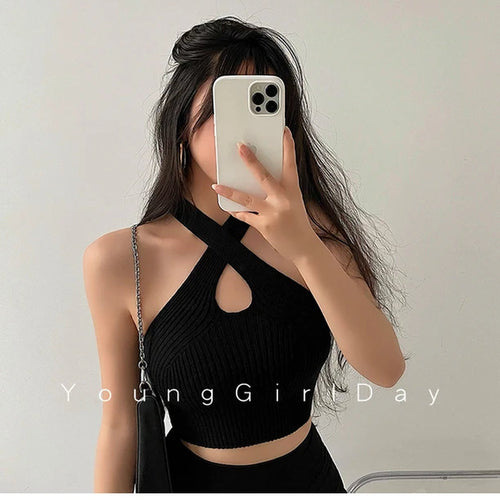 Chic Cross-Front Knitted Crop Top