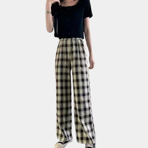 Comfortable checked women's pants