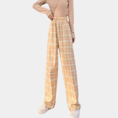 Comfortable checked women's pants