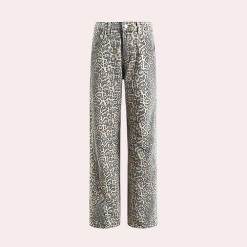 Comfortable jeans for women with leopard print