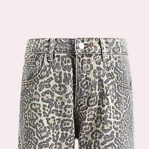 Comfortable jeans for women with leopard print