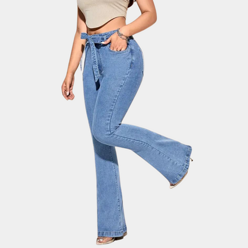 Women's jeans with high stretch and wide legs