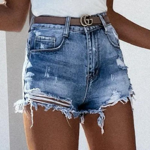 Denis - Stylish Torn Denim Shorts for Women