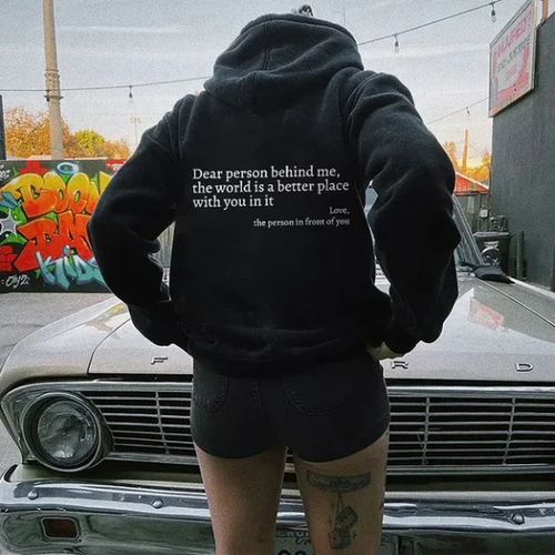 BackMessage - Unisex Hoodie with Unique Text - Comfortable and Stylish