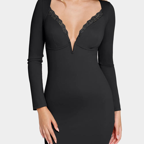 The Shapewear Dress Long Sleeve Mermaid Hem Lace Maxi