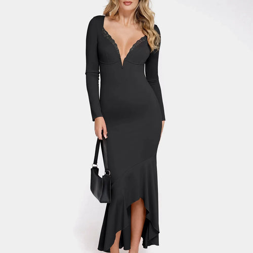 The Shapewear Dress Long Sleeve Mermaid Hem Lace Maxi