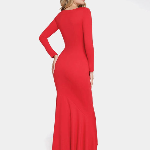 The Shapewear Dress Long Sleeve Mermaid Hem Lace Maxi