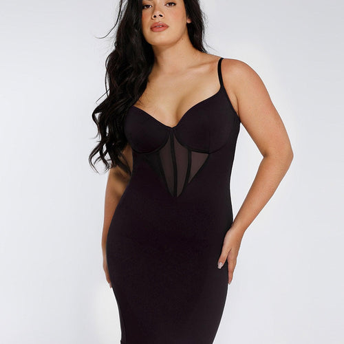 The Shapewear Dress Midi with Mesh Detail