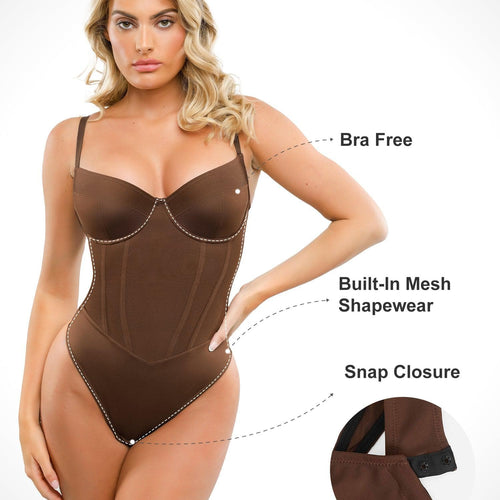 Built-in Shapewear Corset Style Maxi Dress Or Thong Bodysuit