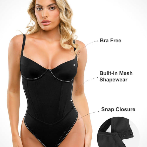 Built-in Shapewear Corset Style Maxi Dress Or Thong Bodysuit