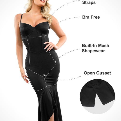 Built-in Shapewear Corset Style Maxi Dress Or Thong Bodysuit