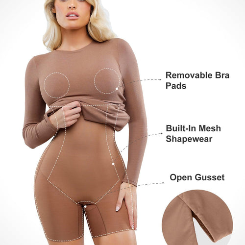 The Shapewear Dress Crew Neck Long Sleeve Midi