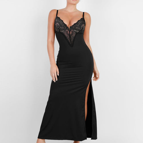 The Shapewear Dress Lace Slip Split Maxi