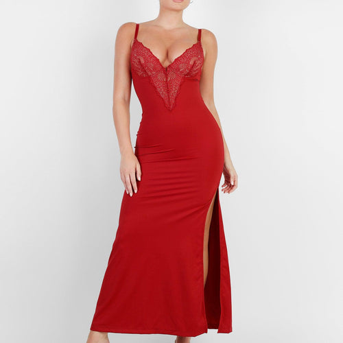 The Shapewear Dress Lace Slip Split Maxi