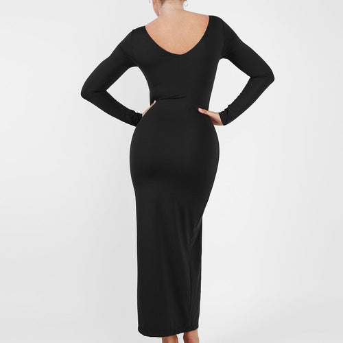 The Shapewear Dress Long Sleeve V-Neck Split Maxi