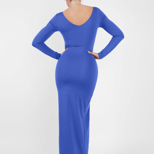 The Shapewear Dress Long Sleeve V-Neck Split Maxi