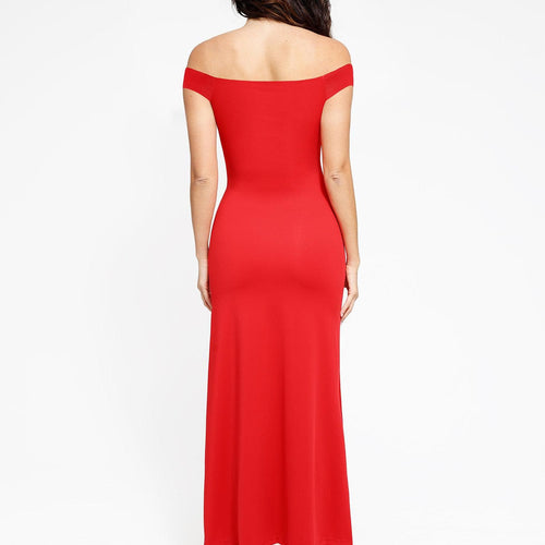 The Shapewear Dress Off Shoulder Split Maxi