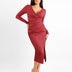 The Shapewear Dress Ruched Long Sleeve Split Midi