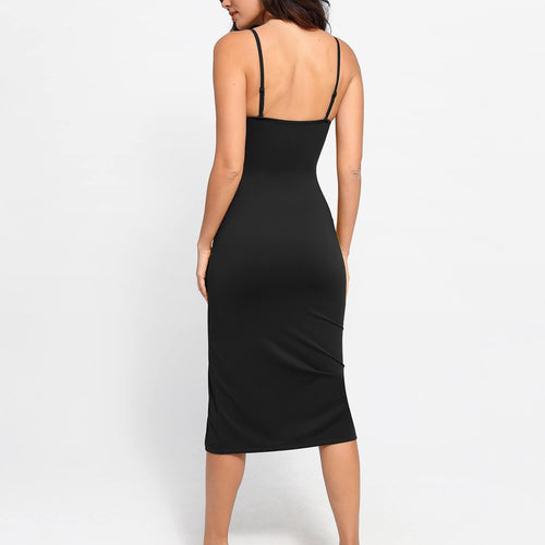 The Shapewear Dress Set Sheer Mesh Slip Split Midi