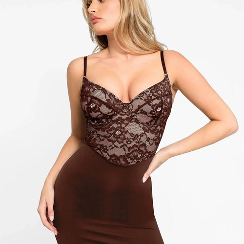 The Shapewear Dress Corset Style Lace Midi