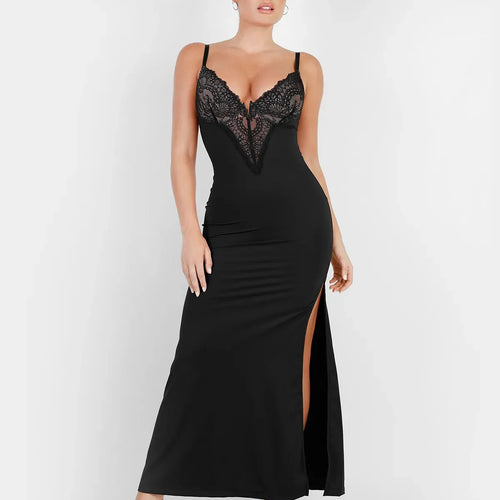 The Shapewear Dress Lace Slip Split Maxi