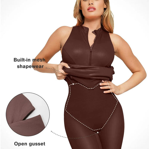 The Shapewear Dress Leather Mock Neck Midi