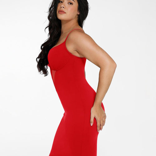 The Shapewear Dress Midi with Mesh Detail