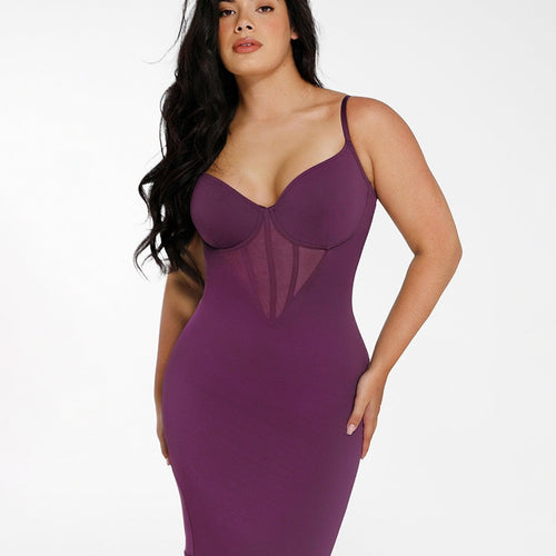 The Shapewear Dress Midi with Mesh Detail