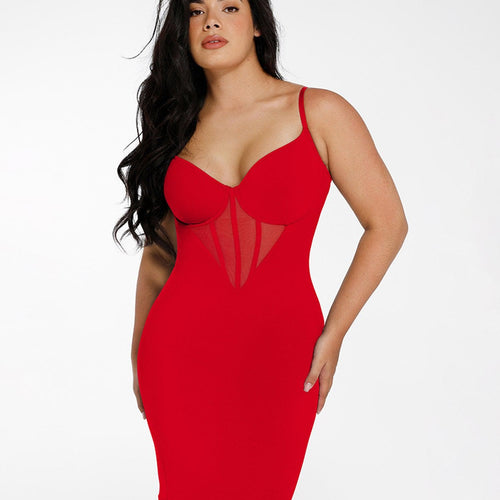 The Shapewear Dress Midi with Mesh Detail