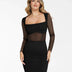 The Shapewear Dress Sculpting Long Sleeve Mesh Midi