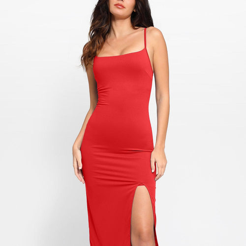 The Shapewear Dress Set Sheer Mesh Slip Split Midi