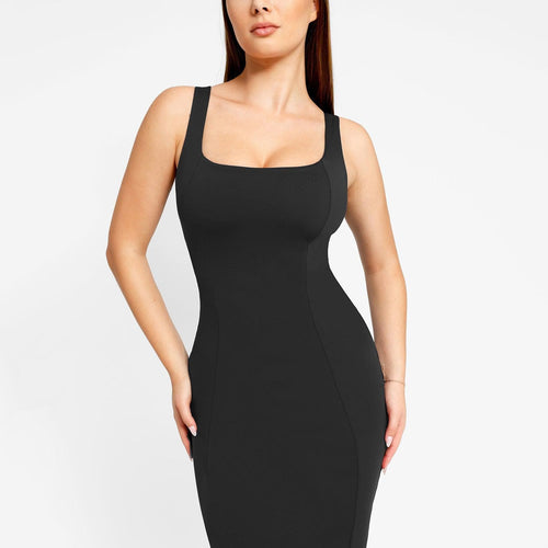 The Shapewear Dress Workwear Square Neck Sleeveless Midi