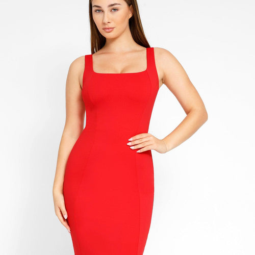 The Shapewear Dress Workwear Square Neck Sleeveless Midi